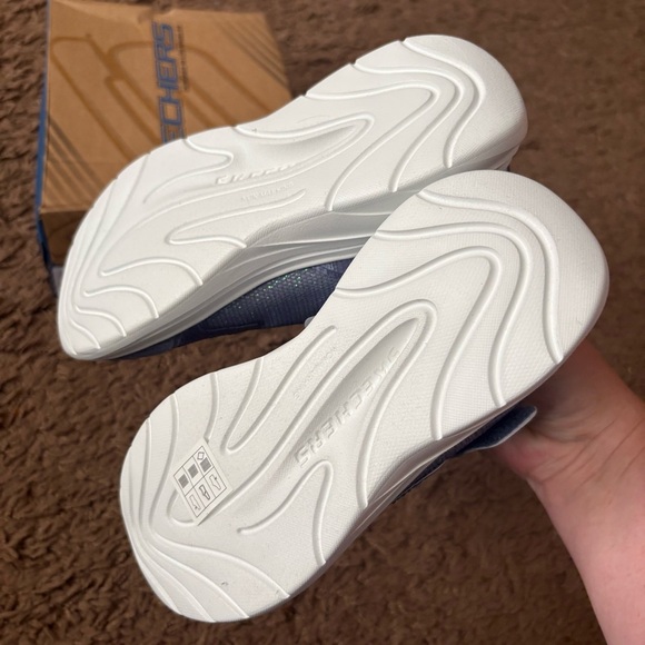 Skechers Kids' Gray Blue Aqua Sneakers NEW Sz 1 Glitter Sparkle Girls - Picture 4 of 7